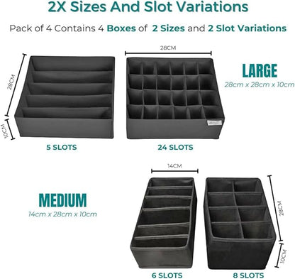 Fabric 24 Compartment Wardrobe Organizer/Closet Storage Box (pack of 4)