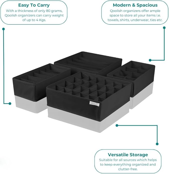 Fabric 24 Compartment Wardrobe Organizer/Closet Storage Box (pack of 4)