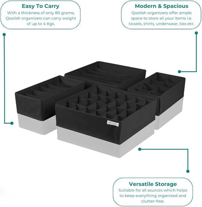Fabric 24 Compartment Wardrobe Organizer/Closet Storage Box (pack of 4)