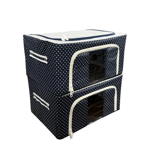 [Pack of 3/6] Cloth & Storage Organiser Box | Extra Large 66L | Water-Resistant Fabric with Zipper & Metallic Support Rods | Foldable Clothes Storage for Bedroom & Wardrobe [Pack of 9/18]